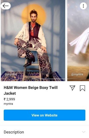 INstagram product description from Myntra